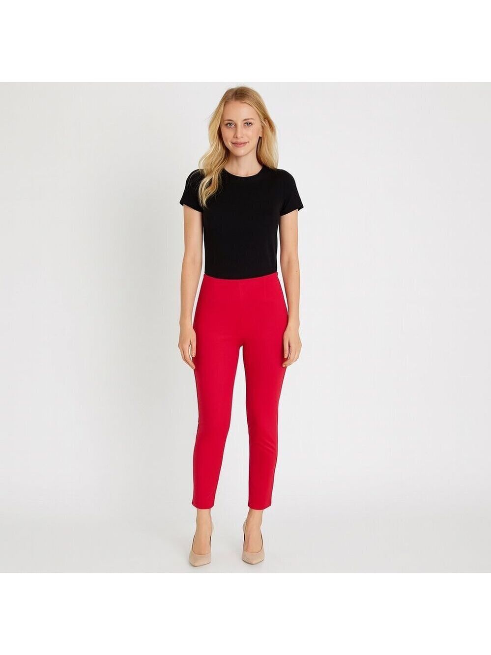 Eric Signature Red Slim Fit Side Zip Pants Sz 6 | Vented Hem | Faux Pockets | 28